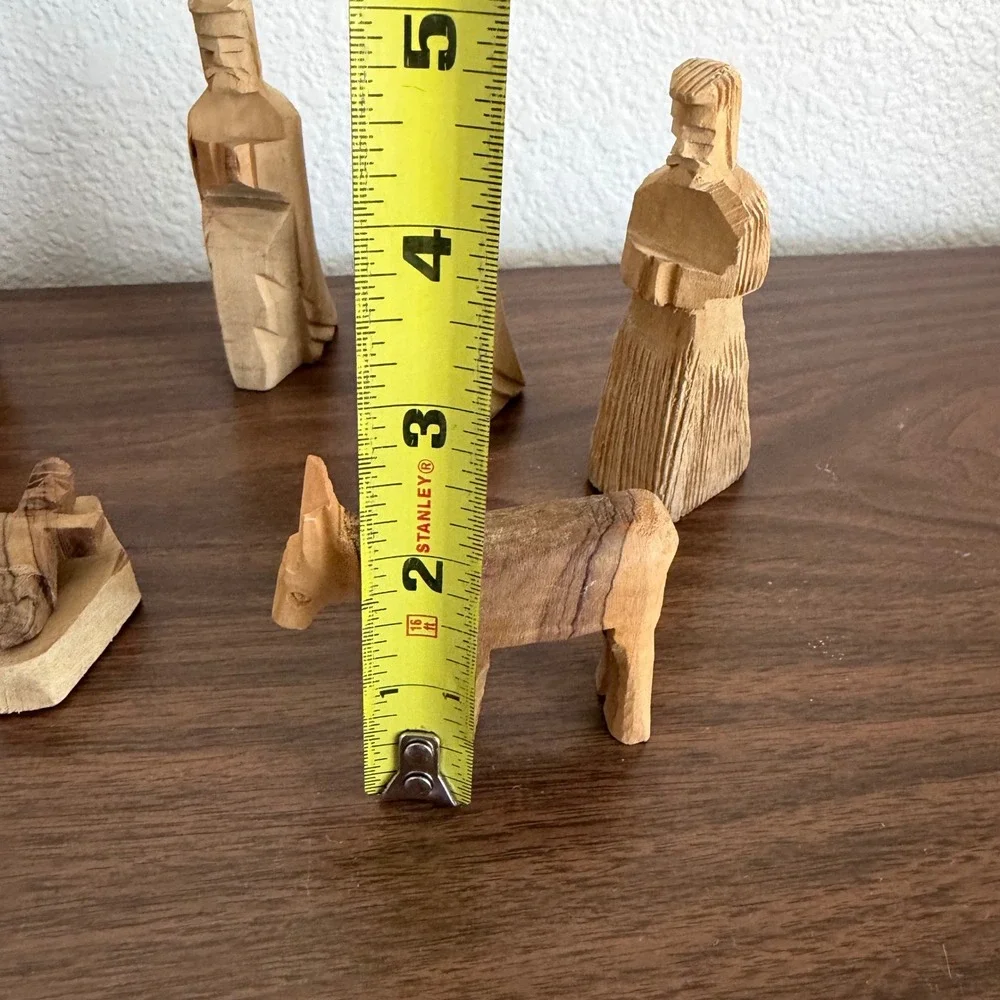 SERRV Jordan Hand Carved Olive Wood Nativity Set 11 Piece Rustic Minimalist